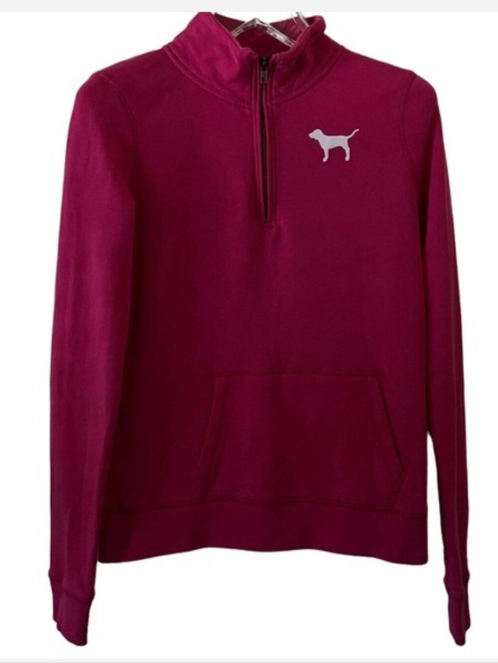 Victoria's Secret PINK Dog & Love Pink Back Logo 1/4 Zip Sweatshirt - Size SP